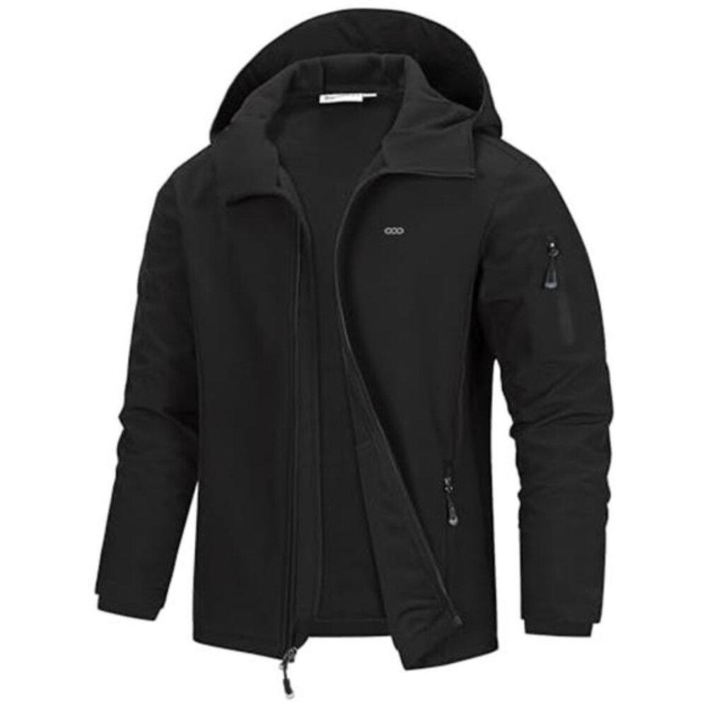 Mens Softshell Jacket Waterproof Windbreaker Fleece Lined Hooded Outdoor Coat